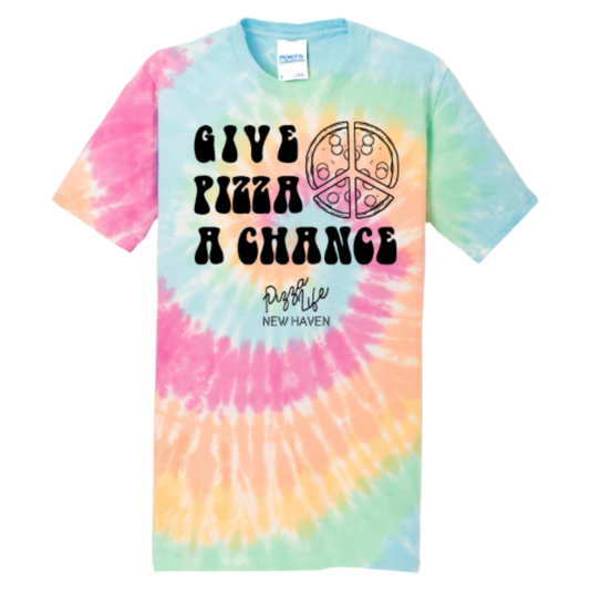 GIVE PIZZA A CHANCE TIE DYE T-SHIRT